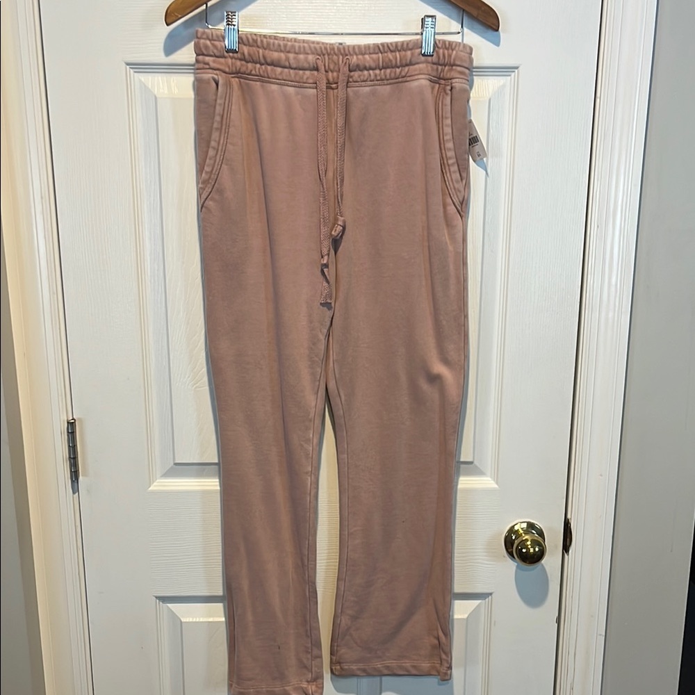 Anthropologie Pink Joggers with Elastic Waistband and Tapered Leg